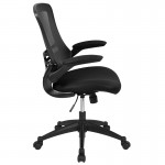 Mid-Back Black Mesh Swivel Ergonomic Task Office Chair with Flip-Up Arms, BIFMA Certified