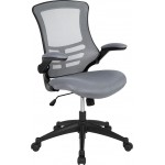 Mid-Back Dark Gray Mesh Swivel Ergonomic Task Office Chair with Flip-Up Arms