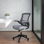 Mid-Back Dark Gray Mesh Swivel Ergonomic Task Office Chair with Flip-Up Arms