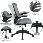 Mid-Back Dark Gray Mesh Swivel Ergonomic Task Office Chair with Flip-Up Arms