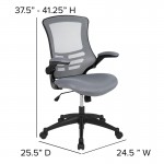 Mid-Back Dark Gray Mesh Swivel Ergonomic Task Office Chair with Flip-Up Arms