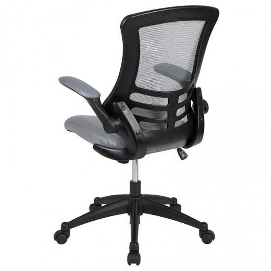 Mid-Back Dark Gray Mesh Swivel Ergonomic Task Office Chair with Flip-Up Arms