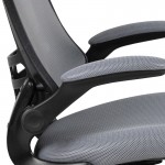 Mid-Back Dark Gray Mesh Swivel Ergonomic Task Office Chair with Flip-Up Arms