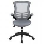 Mid-Back Dark Gray Mesh Swivel Ergonomic Task Office Chair with Flip-Up Arms