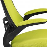 Mid-Back Green Mesh Swivel Ergonomic Task Office Chair with Flip-Up Arms