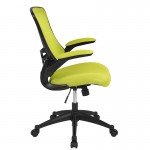 Mid-Back Green Mesh Swivel Ergonomic Task Office Chair with Flip-Up Arms