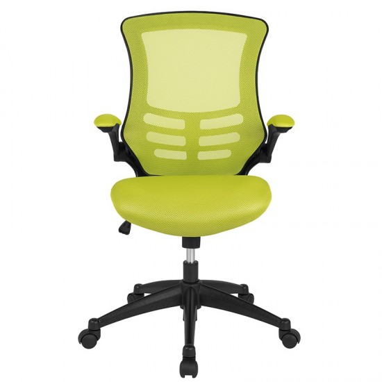 Mid-Back Green Mesh Swivel Ergonomic Task Office Chair with Flip-Up Arms