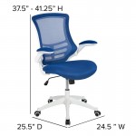 Mid-Back Blue Mesh Swivel Ergonomic Task Office Chair with White Frame and Flip-Up Arms