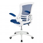 Mid-Back Blue Mesh Swivel Ergonomic Task Office Chair with White Frame and Flip-Up Arms