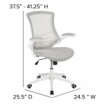 Mid-Back Light Gray Mesh Swivel Ergonomic Task Office Chair with White Frame and Flip-Up Arms