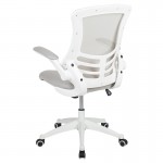 Mid-Back Light Gray Mesh Swivel Ergonomic Task Office Chair with White Frame and Flip-Up Arms