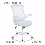 Mid-Back White Mesh Swivel Ergonomic Task Office Chair with White Frame and Flip-Up Arms