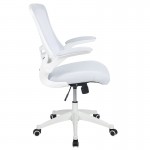Mid-Back White Mesh Swivel Ergonomic Task Office Chair with White Frame and Flip-Up Arms