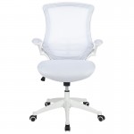 Mid-Back White Mesh Swivel Ergonomic Task Office Chair with White Frame and Flip-Up Arms