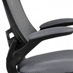 Mid-Back Dark Gray Mesh Ergonomic Drafting Chair with Adjustable Foot Ring and Flip-Up Arms