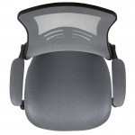 Mid-Back Dark Gray Mesh Ergonomic Drafting Chair with Adjustable Foot Ring and Flip-Up Arms