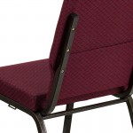 18.5''W Stacking Church Chair in Burgundy Patterned Fabric - Gold Vein Frame