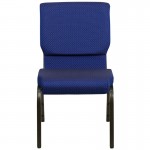 18.5''W Stacking Church Chair in Navy Blue Patterned Fabric - Gold Vein Frame