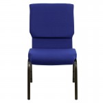 18.5''W Stacking Church Chair in Navy Blue Fabric - Gold Vein Frame