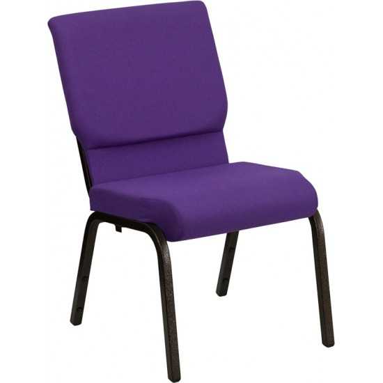 18.5''W Stacking Church Chair in Purple Fabric - Gold Vein Frame