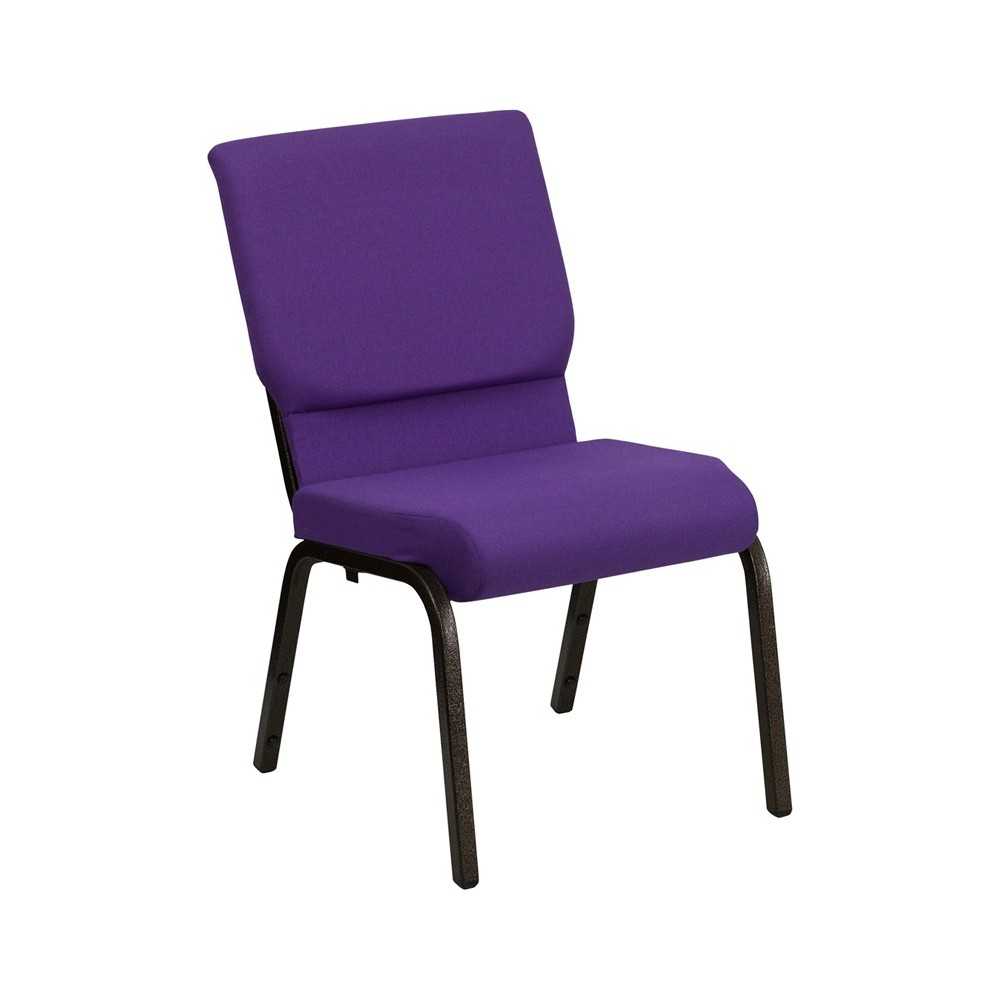 18.5''W Stacking Church Chair in Purple Fabric - Gold Vein Frame