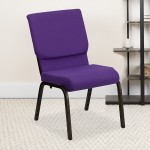 18.5''W Stacking Church Chair in Purple Fabric - Gold Vein Frame