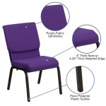 18.5''W Stacking Church Chair in Purple Fabric - Gold Vein Frame