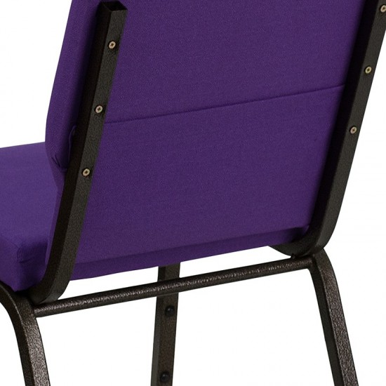 18.5''W Stacking Church Chair in Purple Fabric - Gold Vein Frame