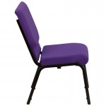 18.5''W Stacking Church Chair in Purple Fabric - Gold Vein Frame