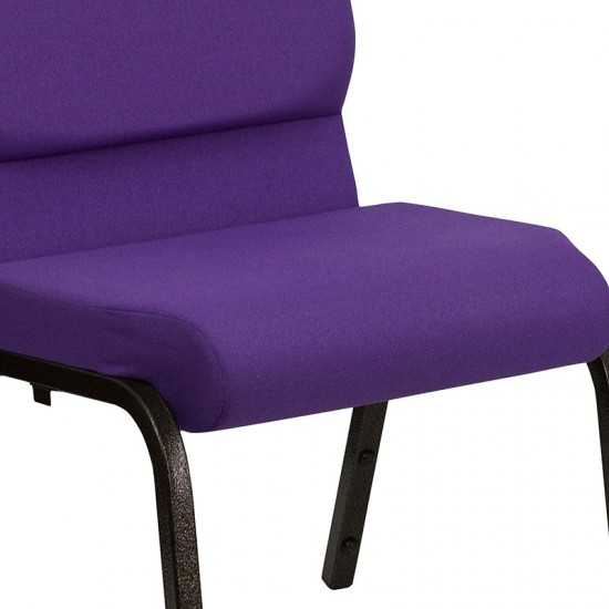 18.5''W Stacking Church Chair in Purple Fabric - Gold Vein Frame