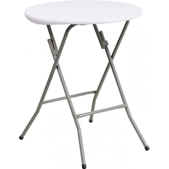 2-Foot Round Granite White Plastic Folding Table