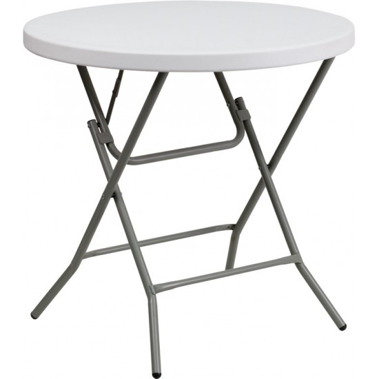 2.63-Foot Round Granite White Plastic Folding Table