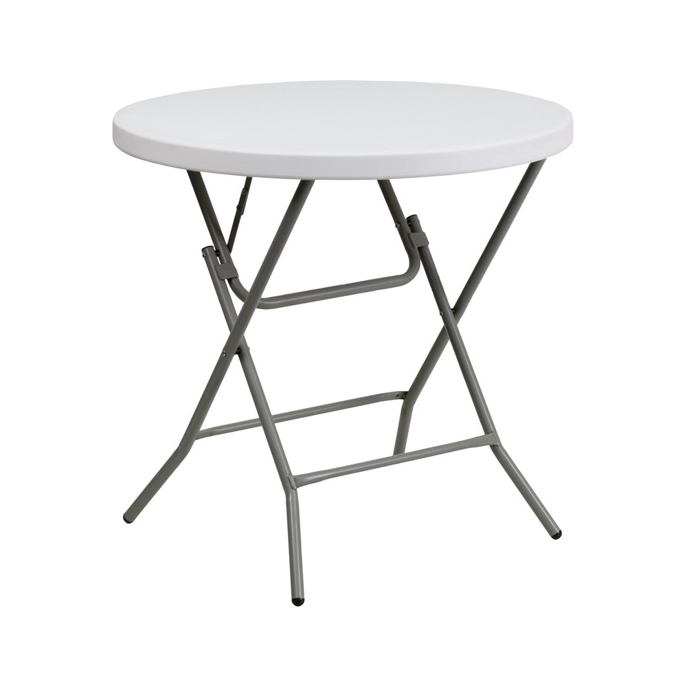 2.63-Foot Round Granite White Plastic Folding Table