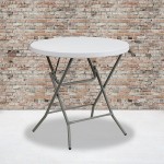 2.63-Foot Round Granite White Plastic Folding Table