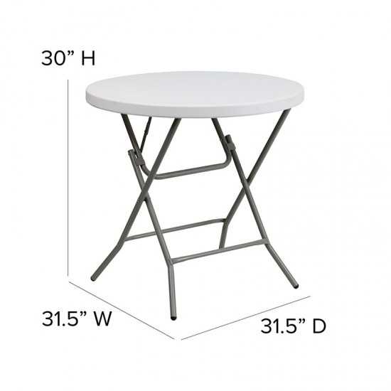 2.63-Foot Round Granite White Plastic Folding Table