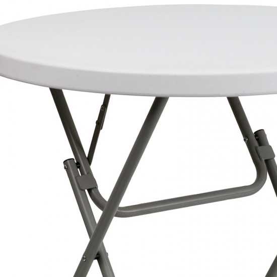 2.63-Foot Round Granite White Plastic Folding Table