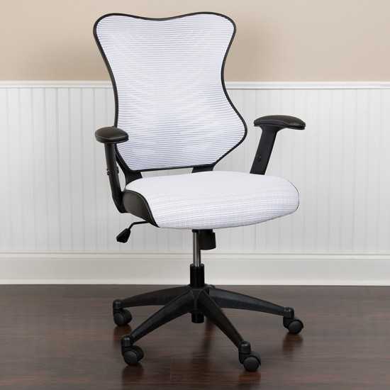High Back Designer White Mesh Executive Swivel Ergonomic Office Chair with Adjustable Arms
