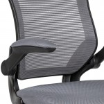 Mid-Back Dark Gray Mesh Ergonomic Drafting Chair with Adjustable Foot Ring and Flip-Up Arms