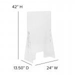 Acrylic Free-Standing Register Shield / Sneeze Guard, 42"H x 24"L