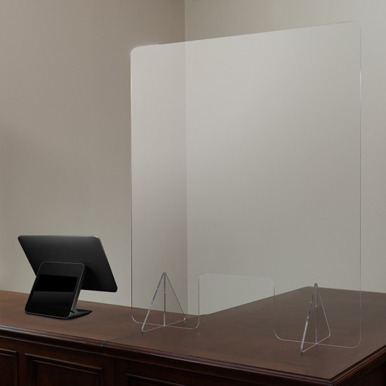 Acrylic Free-Standing Register Shield / Sneeze Guard, 32"H x 40"L