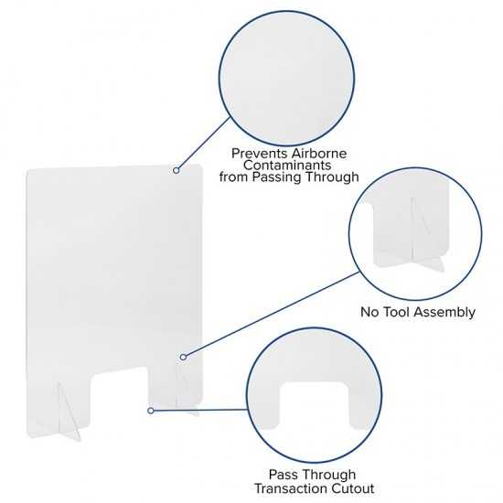 Acrylic Free-Standing Register Shield / Sneeze Guard, 32"H x 40"L