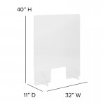 Acrylic Free-Standing Register Shield / Sneeze Guard, 32"H x 40"L