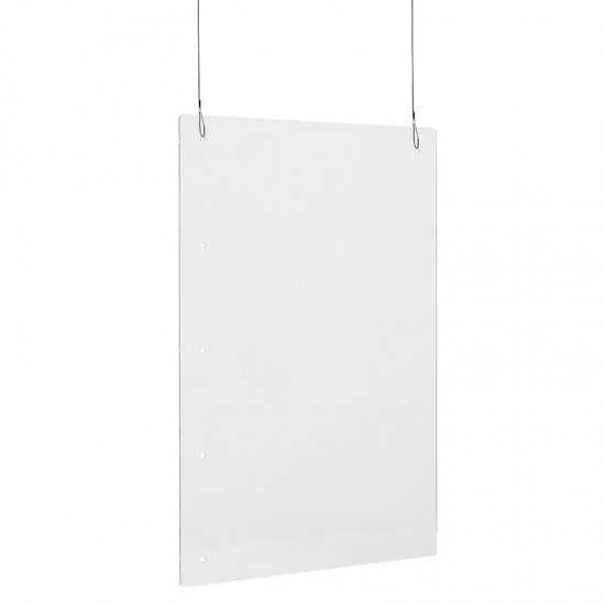 Acrylic Suspended Register Shield / Sneeze Guard, 24"H x 36"L - Hanging and Mounting Hardware Included