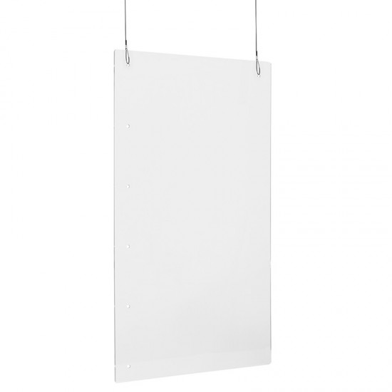 Acrylic Suspended Register Shield / Sneeze Guard, 24"H x 42"L - Hanging and Mounting Hardware Included