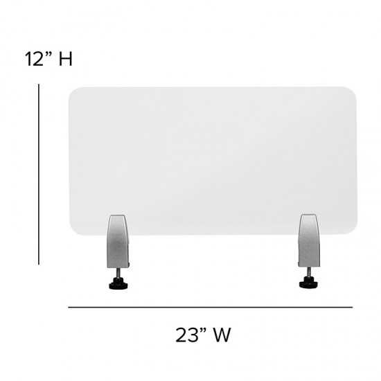 Clear Acrylic Desk Partition, 12"H x 23"L (Hardware Included)