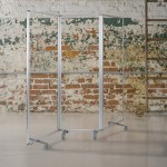 Transparent Acrylic Mobile Partition with Lockable Casters, 72"H x 24"L (3 Sections Included)