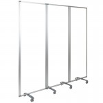 Transparent Acrylic Mobile Partition with Lockable Casters, 72"H x 24"L (3 Sections Included)