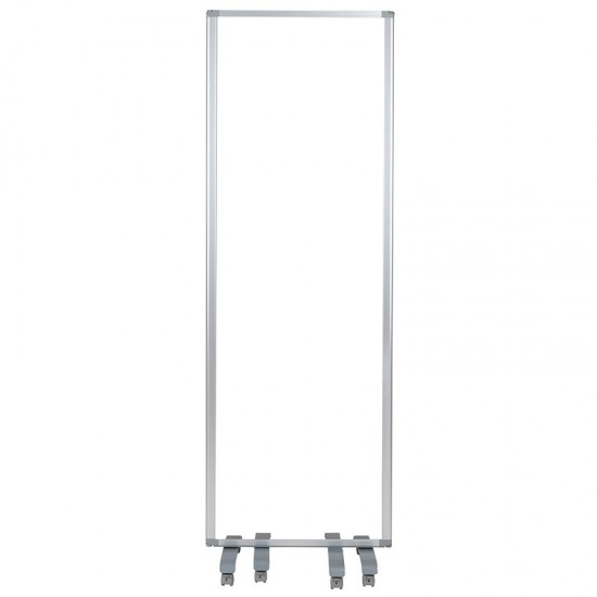 Transparent Acrylic Mobile Partition with Lockable Casters, 72"H x 24"L (3 Sections Included)