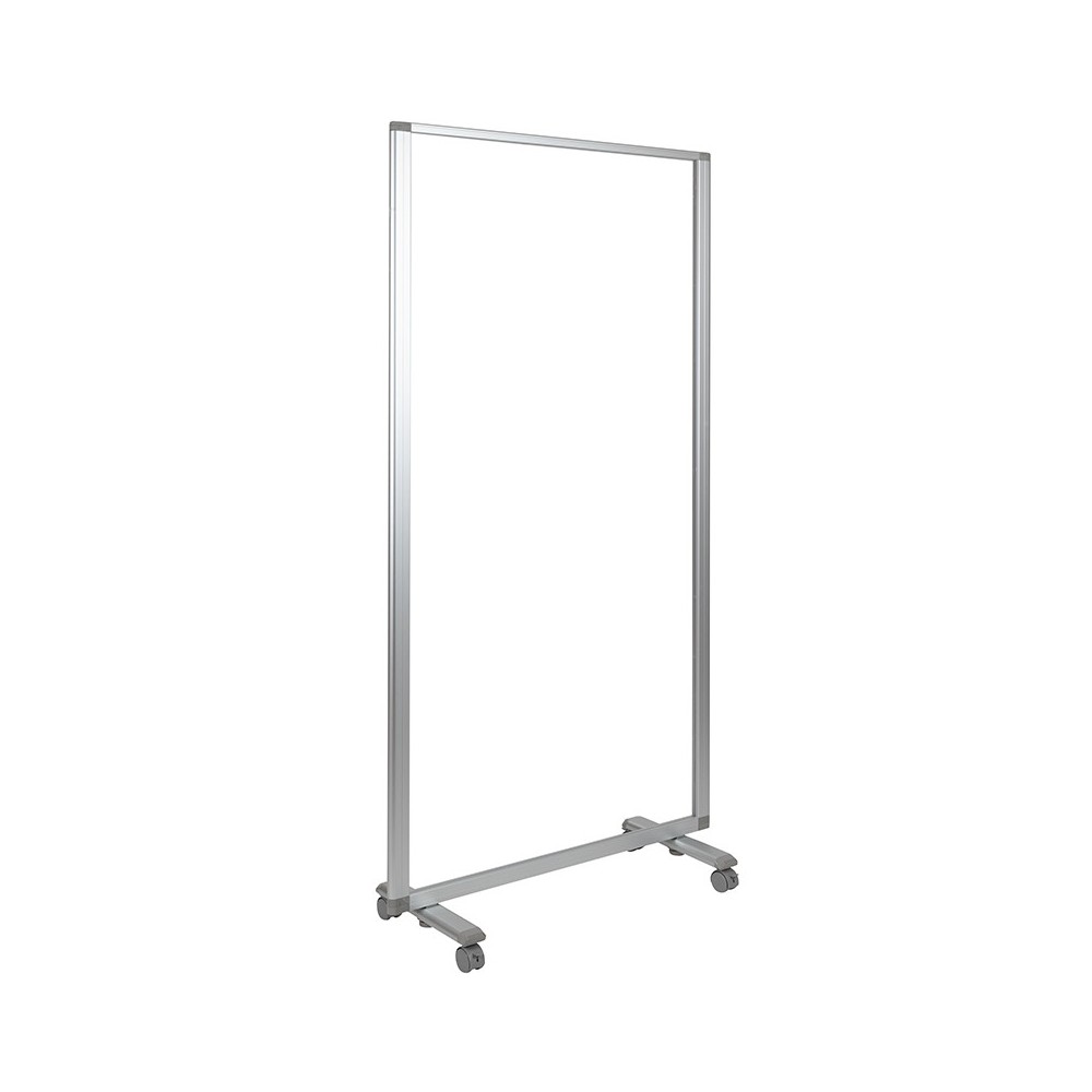 Transparent Acrylic Mobile Partition with Lockable Casters, 72"H x 36"L