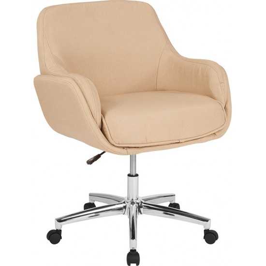 Rochelle Home and Office Upholstered Mid-Back Chair in Beige Fabric